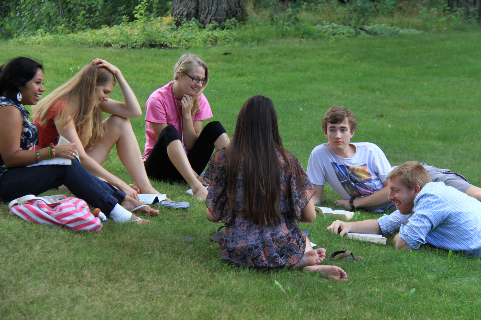 mark rose smallgroup on lawn laughing2